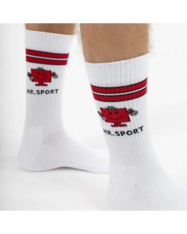 Mr. Sport - Mr. Men and Little Miss White sports socks for men Label Chaussette funny crazy cute cool best pop socks for wome...