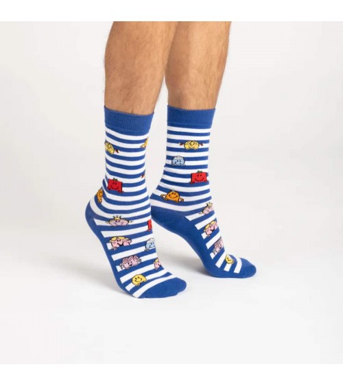 Mr. Men and Little Miss - Calze fantasia in cotone Label Chaussette calze da uomo per donna divertenti simpatici particolari