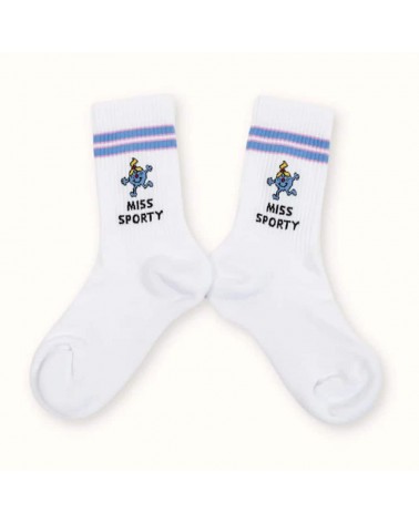 Miss Sporty - Mr. Men and Little Miss White sports socks for women Label Chaussette funny crazy cute cool best pop socks for ...