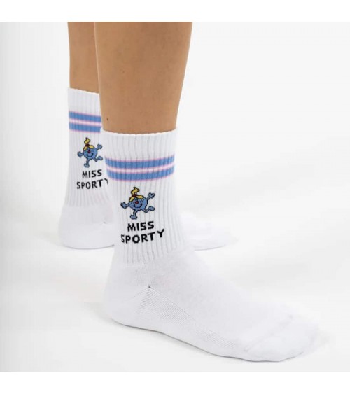 Miss Sporty - Chaussettes de sport blanches pour femme Label Chaussette jolies pour femme originales pour homme chausset rigo...