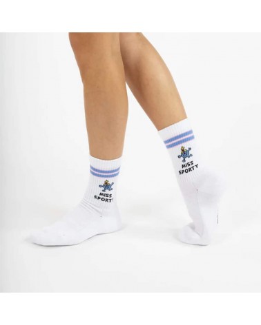 Miss Sporty weisse Socken - Sportsocken Mr. Men and Little Miss Label Chaussette socke kuschelsocken für damen lustig herren ...