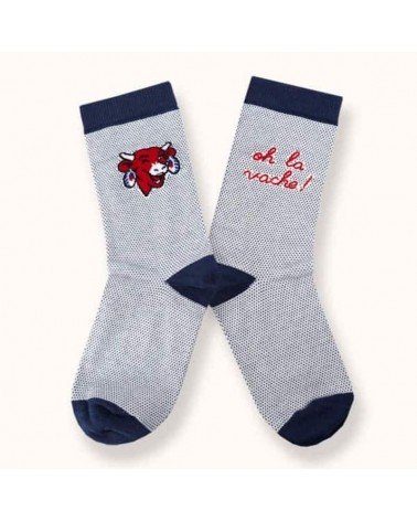 Oh La Vache ! - Calze La vache qui rit - Blu Label Chaussette calze da uomo per donna divertenti simpatici particolari
