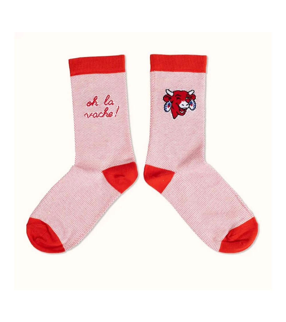 Oh La Vache ! - Calze La vache qui rit - Rosso Label Chaussette calze da uomo per donna divertenti simpatici particolari
