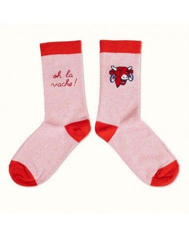 Oh La Vache ! - Calze La vache qui rit - Rosso Label Chaussette calze da uomo per donna divertenti simpatici particolari