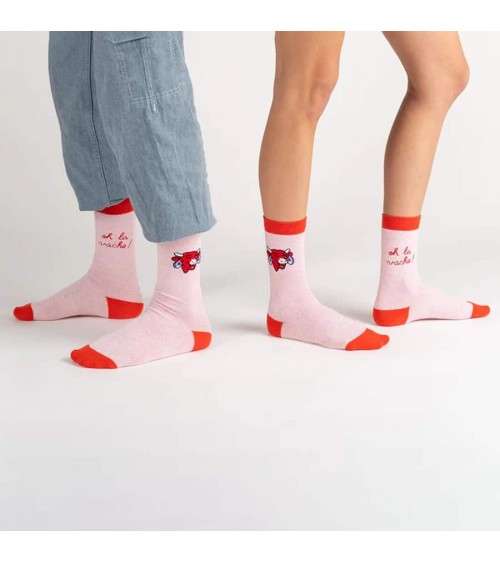 Oh La Vache ! - La vache qui rit socks - Red Label Chaussette funny crazy cute cool best pop socks for women men