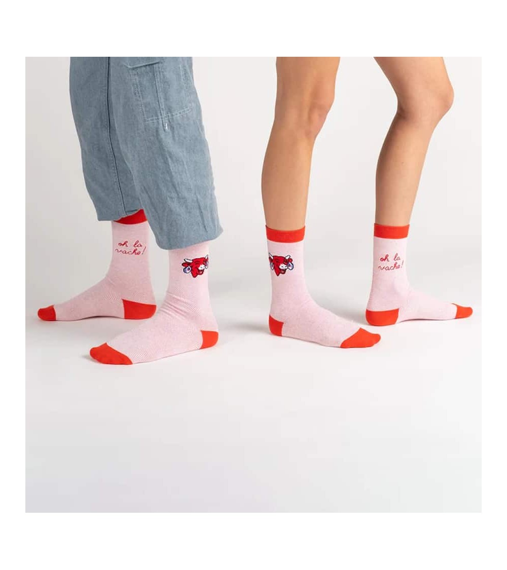 Oh La Vache ! - Calze La vache qui rit - Rosso Label Chaussette calze da uomo per donna divertenti simpatici particolari