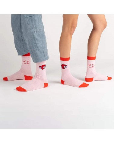 Oh La Vache ! - Lustige Socken La vache qui rit - Rot Label Chaussette socke kuschelsocken für damen lustig herren farbige co...