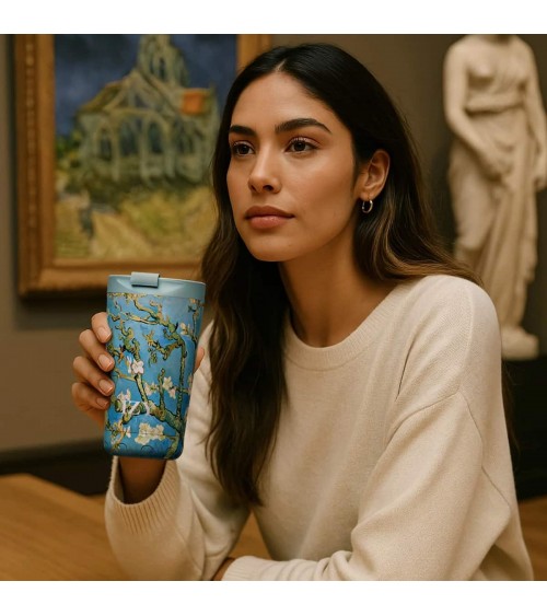 Almond Blossom by Vincent van Gogh - Thermos coffee Mug IZY Bottles best water bottle