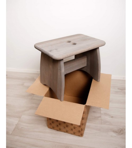 PALLI Aulne Gris Huilé - Petit tabouret en bois, Escabeau, Marche Pied EcoFurn Kitatori suisse