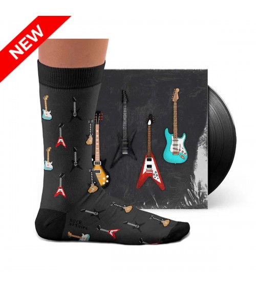 Six-String - Gitarren Socken, Musik Socken mit Gitarrenmotiv Sock Affairs socke kuschelsocken für damen lustig herren farbige...