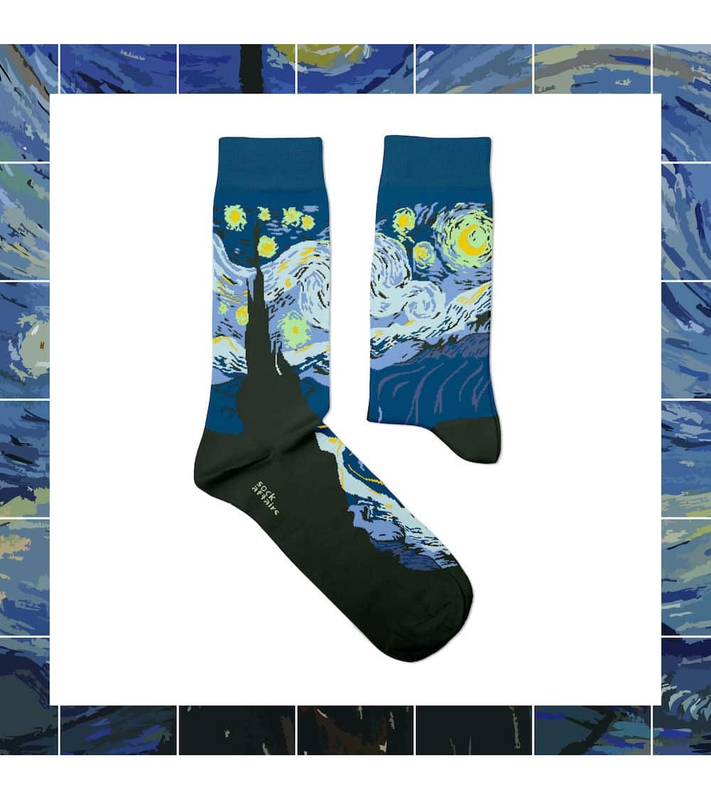 La nuit étoilée - Chaussettes van Gogh Sock Affairs jolies pour femme originales pour homme chausset rigolotes drole Suisse
