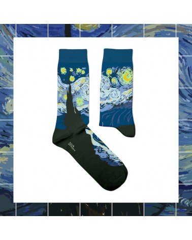 La nuit étoilée - Chaussettes van Gogh Sock Affairs jolies pour femme originales pour homme chausset rigolotes drole Suisse