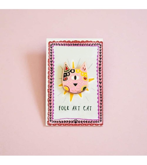 Pin's chat - Folk Art Cat Meowment Niaski pins rare métal originaux bijoux suisse