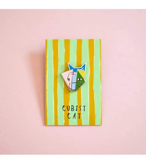 Pin's chat - Cubist Cat Art Meowment Niaski pins rare métal originaux bijoux suisse
