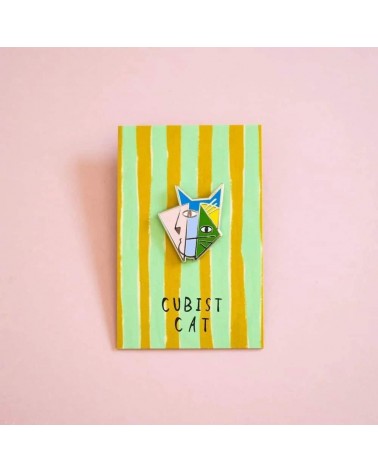 Pin's chat - Cubist Cat Art Meowment Niaski pins rare métal originaux bijoux suisse