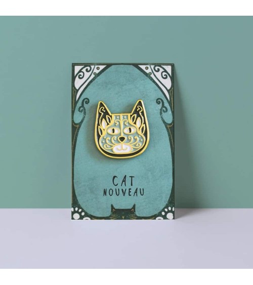 Pin's chat - Cat Nouveau Art Meowment Niaski pins rare métal originaux bijoux suisse