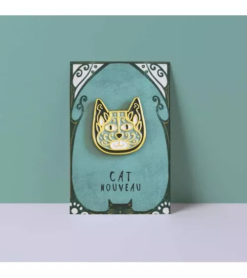 Cat Enamel Pin - Cat Nouveau Art Meowment Niaski broches and pins hat pin badges collectible