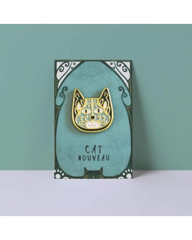 Spilla Gatto - Cat Nouveau Art Meowment Niaski spiritose spille colorate particolari eleganti donna da giacca uomo