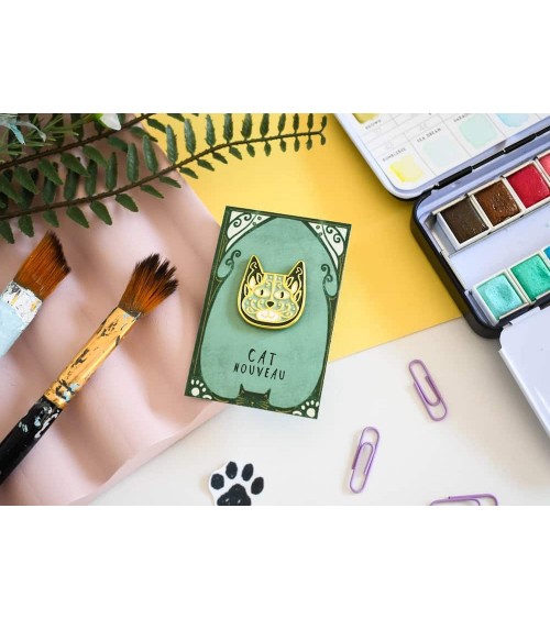 Pin's chat - Cat Nouveau Art Meowment Niaski pins rare métal originaux bijoux suisse