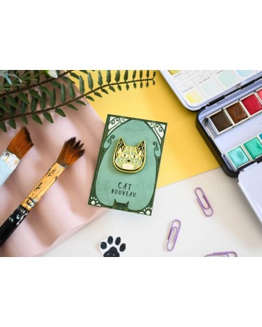 Pin's chat - Cat Nouveau Art Meowment Niaski pins rare métal originaux bijoux suisse