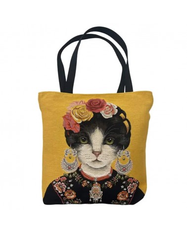 Tote bag Portrait de chat, Frida Kahlo - Sac à bandoulière Yapatkwa tendance original kitatori suisse