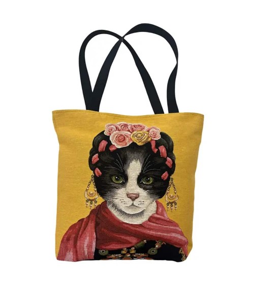 Tote bag Portrait de chat, Frida Kahlo - Sac à bandoulière Yapatkwa tendance original kitatori suisse
