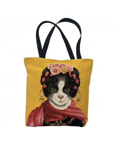 Tote bag Portrait de chat, Frida Kahlo - Sac à bandoulière Yapatkwa tendance original kitatori suisse