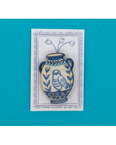Hiboux - Broche en bois, bijoux fantaisie Su Owen pins rare métal originaux bijoux suisse