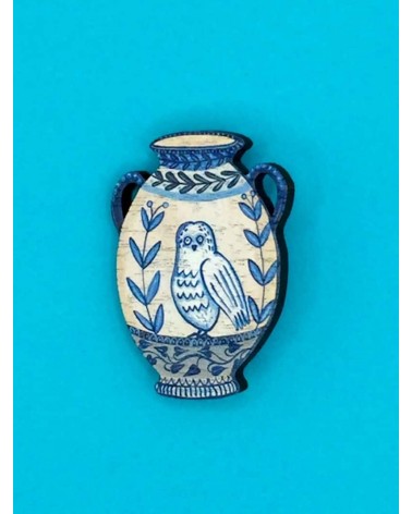 Owl - Wooden brooch pin Su Owen broches and pins hat pin badges collectible