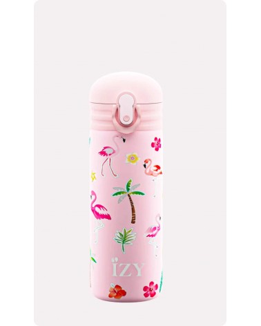 Flamant Rose - Gourde enfant isotherme avec paille IZY Bottles gourde sport metal d eau aluminium thé design
