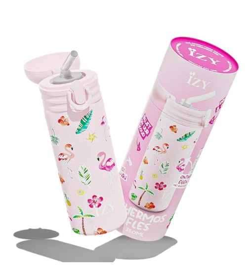 Rosa Flamingo - Kinder Thermo Trinkflasche IZY Bottles trink thermos flaschen wasserflaschen sport kaufen