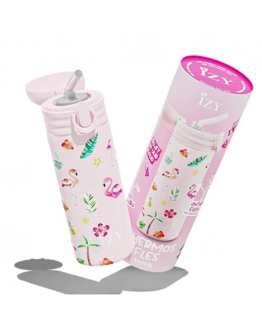 Rosa Flamingo - Kinder Thermo Trinkflasche IZY Bottles trink thermos flaschen wasserflaschen sport kaufen