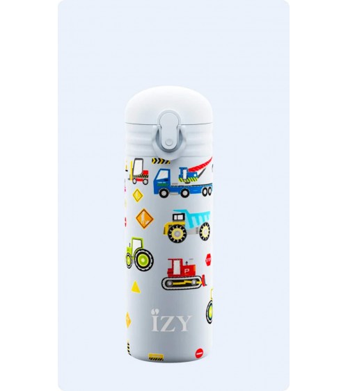 Machines et tracteurs - Gourde enfant isotherme avec paille - Bleu IZY Bottles gourde sport metal d eau aluminium thé design