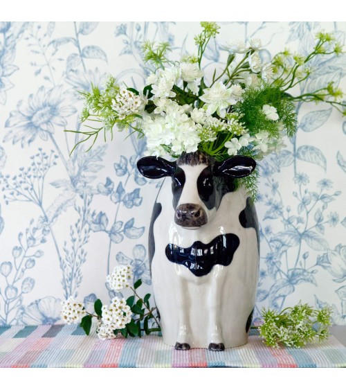 Vache Holstein - Grand vase à fleurs Quail Ceramics design fleur décoratif original kitatori suisse