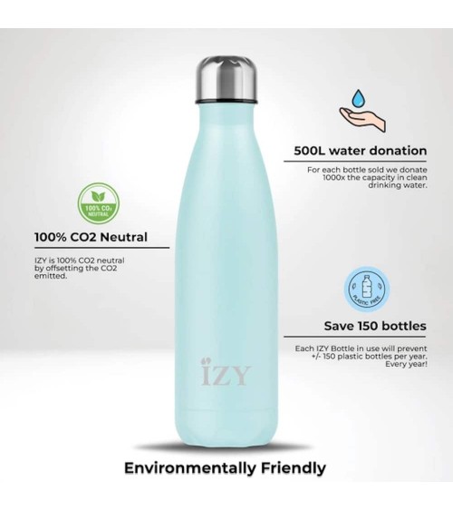 Bleu turquoise - Bouteille Isotherme 500 ml IZY Bottles gourde sport metal d eau aluminium thé design