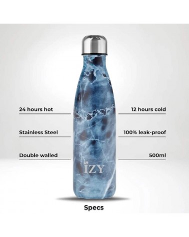Blauer Marmor - Thermo Trinkflasche IZY Bottles trink thermos flaschen wasserflaschen sport kaufen