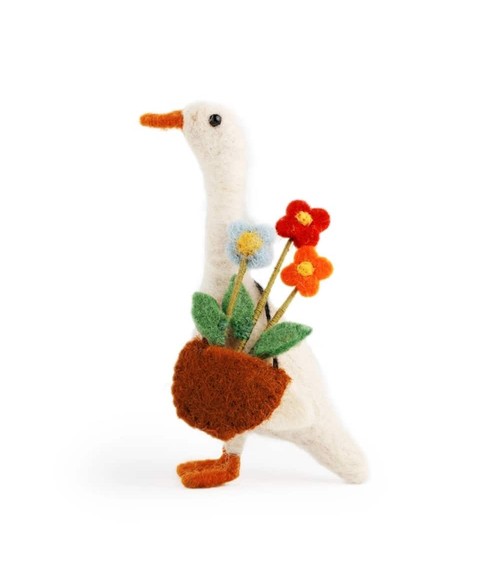 Daphne - Canard avec des fleurs estivales - Objet déco Sew Heart Felt original kitatori suisse