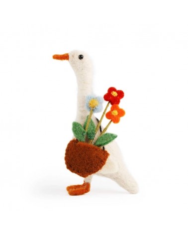 Daphne - Canard avec des fleurs estivales - Objet déco Sew Heart Felt original kitatori suisse
