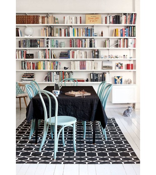 Tapis Vinyle - INGRID Noir Brita Sweden tapis scandinave en vinyle lavable en machine de cuisine exterieur salon couloir