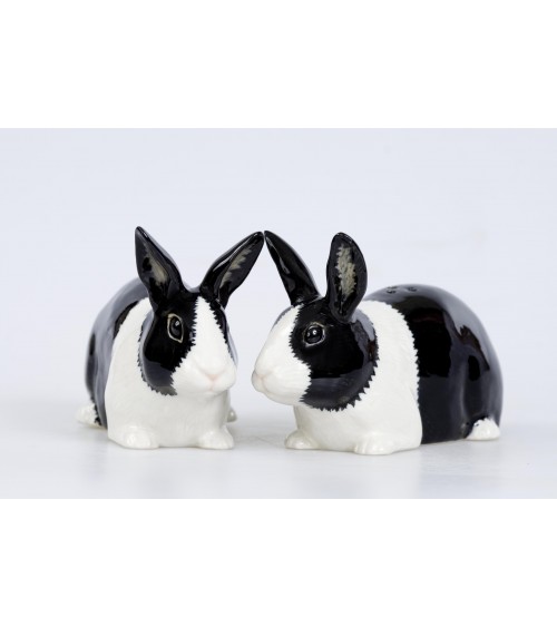 Lapin nain noir et blanc - Salière et poivrier original en céramique Quail Ceramics design sel saliere poivrier salier poivrière