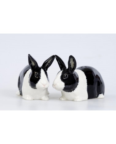 Lapin nain noir et blanc - Salière et poivrier original en céramique Quail Ceramics design sel saliere poivrier salier poivrière