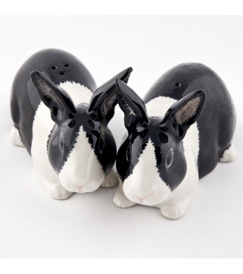Lapin nain noir et blanc - Salière et poivrier original en céramique Quail Ceramics design sel saliere poivrier salier poivrière