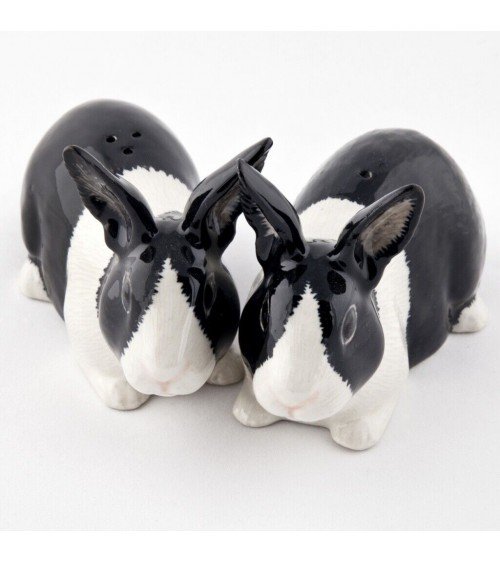 Schwarz-weißes Kaninchen - Salz und Pfefferstreuer Set Quail Ceramics  pfeffer steuer salzpfeffersteuer set lustige kaufen