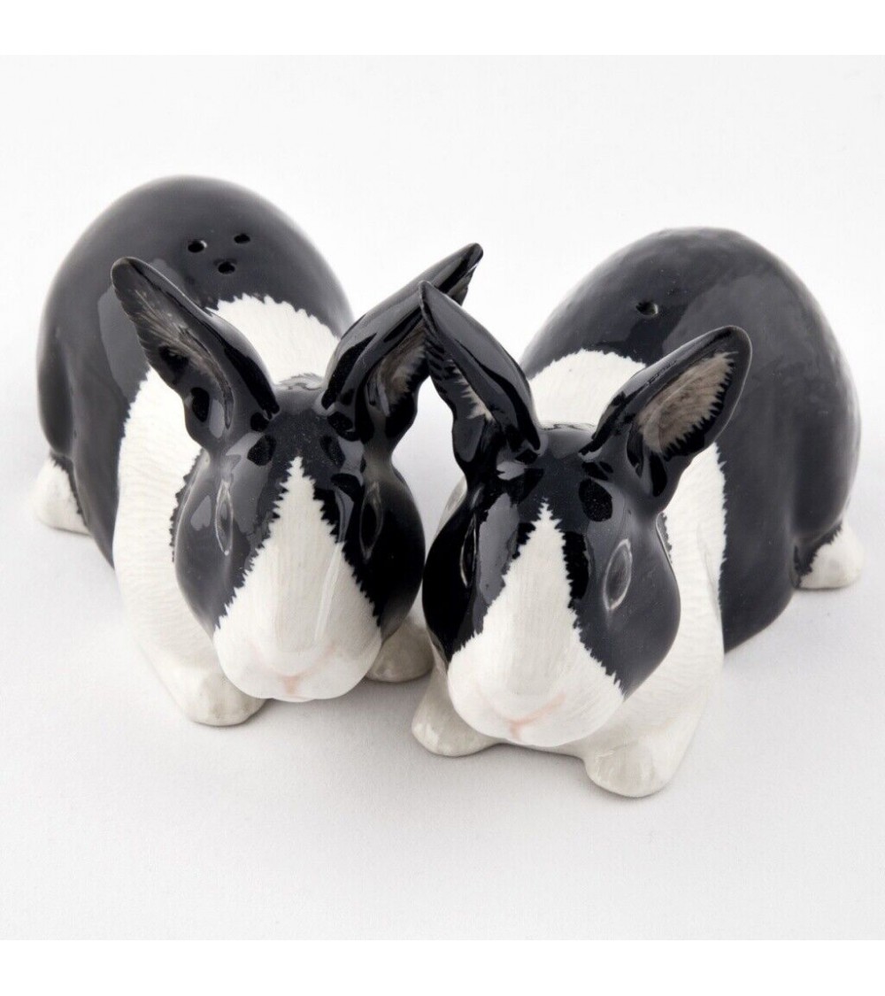 Lapin nain noir et blanc - Salière et poivrier original en céramique Quail Ceramics design sel saliere poivrier salier poivrière
