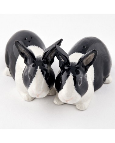 Lapin nain noir et blanc - Salière et poivrier original en céramique Quail Ceramics design sel saliere poivrier salier poivrière