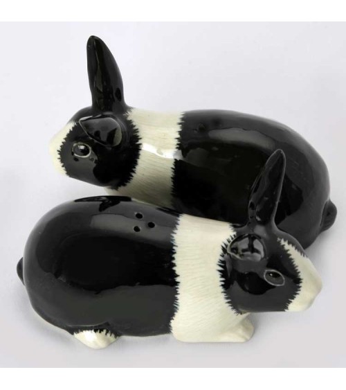 Lapin nain noir et blanc - Salière et poivrier original en céramique Quail Ceramics design sel saliere poivrier salier poivrière