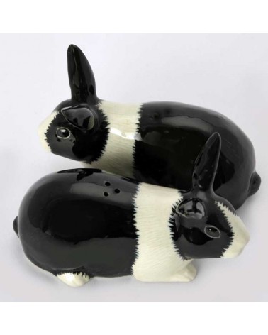 Lapin nain noir et blanc - Salière et poivrier original en céramique Quail Ceramics design sel saliere poivrier salier poivrière