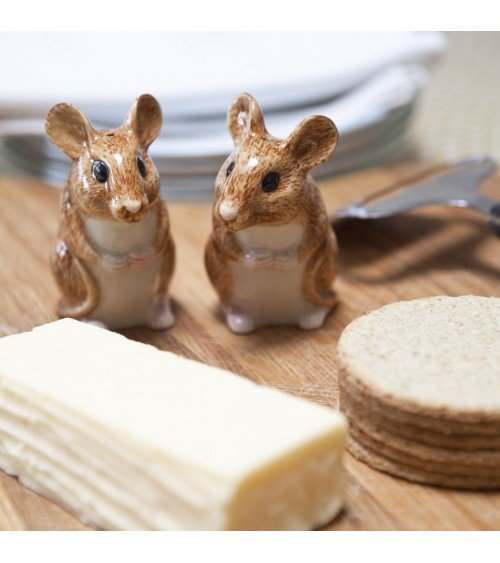 Wood Mouse - Table salt and pepper shakers Quail Ceramics pots set shaker cute unique cool