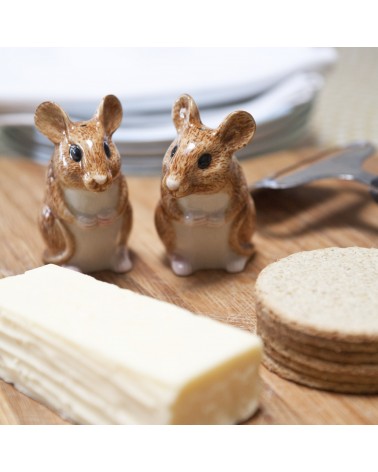 Wood Mouse - Table salt and pepper shakers Quail Ceramics pots set shaker cute unique cool