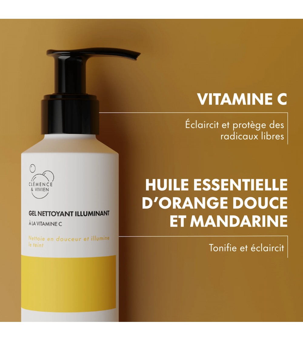 Gel detergente illuminante alla vitamina C Clémence et Vivien cosmetici naturali cosmeci svizzeri